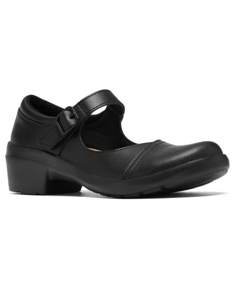 Женские балетки Clarks Angie Jane Mary Jane Arch-Support Round Toe Flats, цвет: Чёрный кожаный