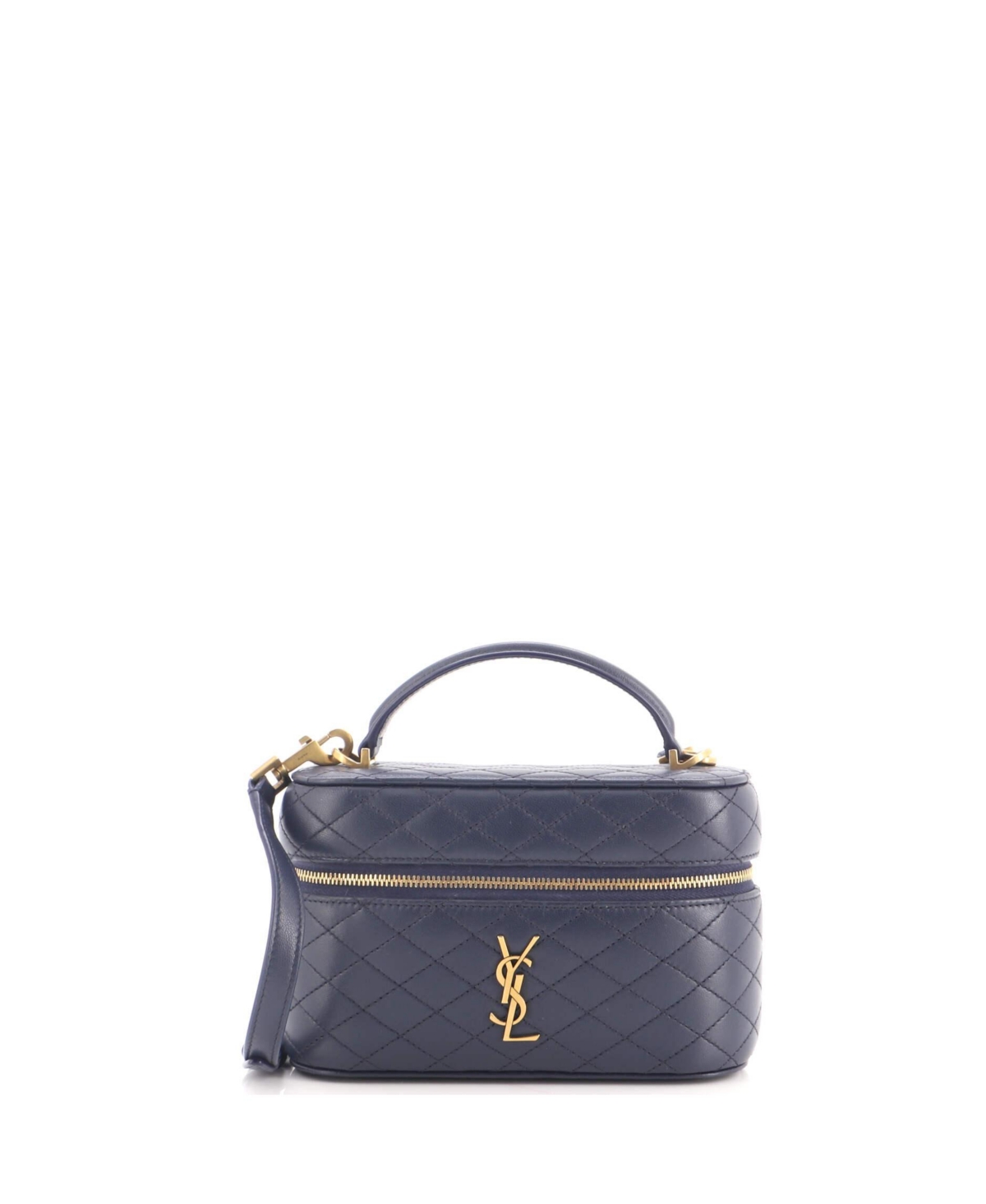 Pre-Owned Saint Laurent Mini Quilted Gaby Zip-Around Vanity Bag - Grey