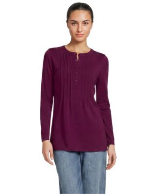 Women's Long-Sleeve Pintuck Tunic Blouse