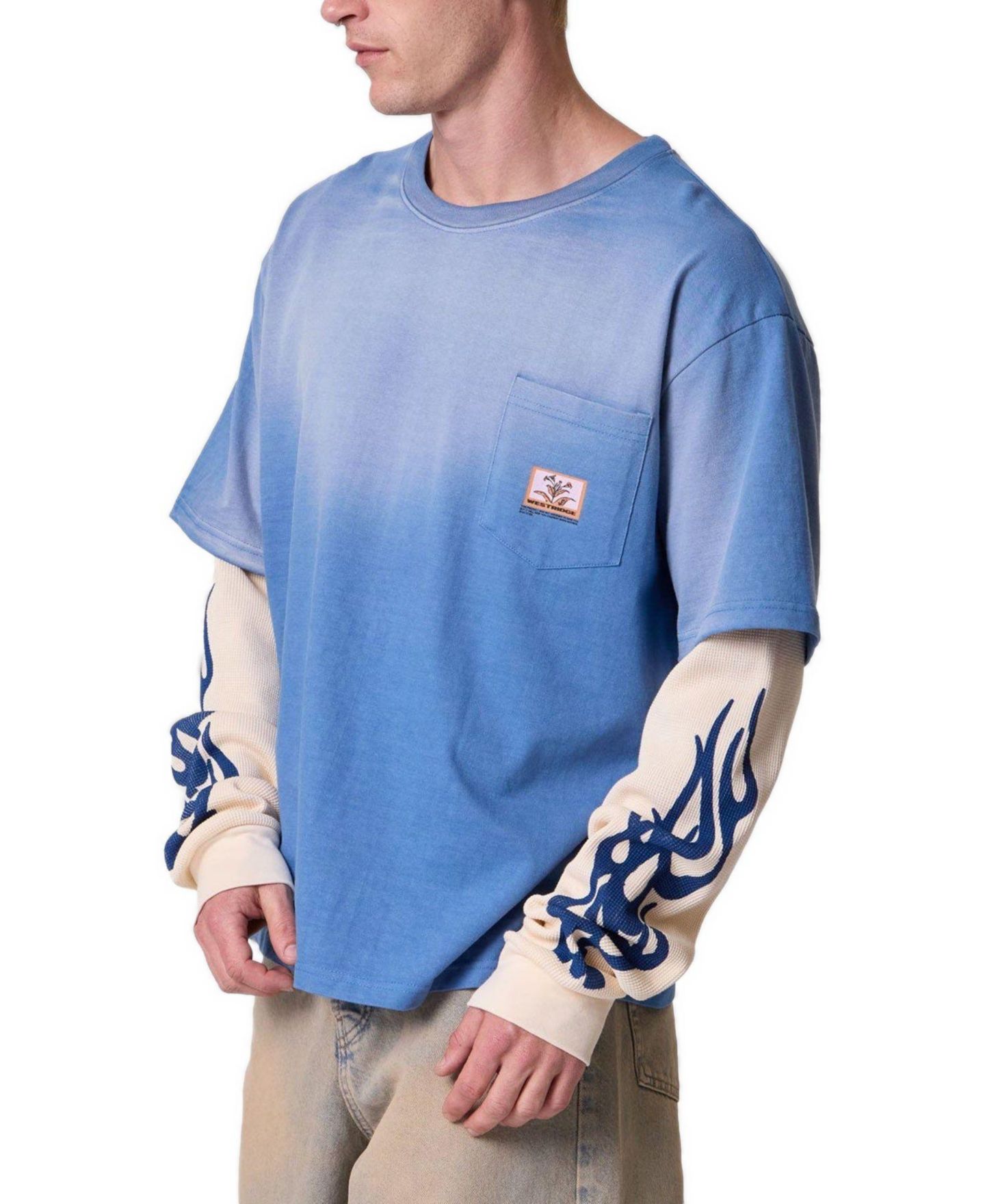 Мужская футболка mnml Layered Flame Graphic Oversized-Fit Pocket Long-Sleeve — фото 2