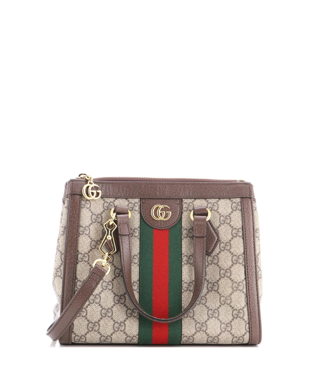 Pre-Owned Gucci Ophidia Top Handle Gg Coated Canvas Small Tote, 9.5"W x 8"H x 4"D - Brown