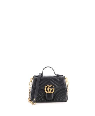 GG Marmont Mini Top Handle Flap Matelass&eacute; Leather Bag