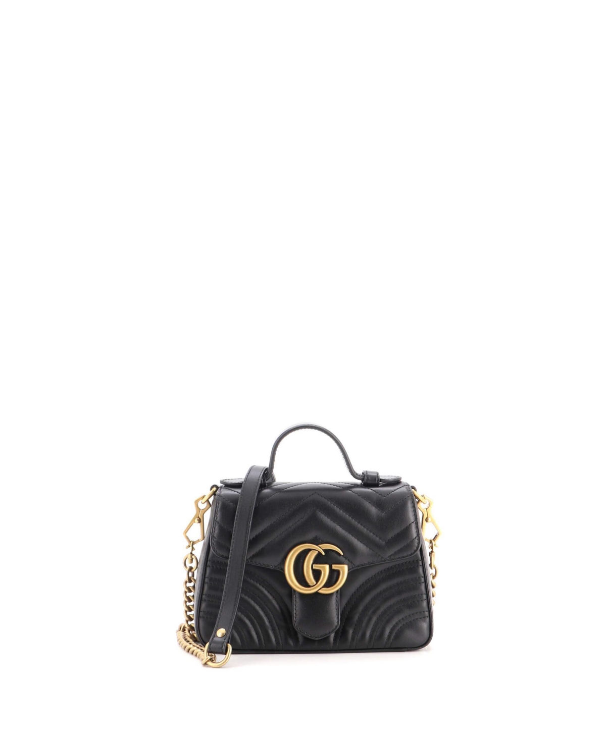 Pre-Owned Gucci Gg Marmont Mini Top Handle Flap Matelasse Leather Bag