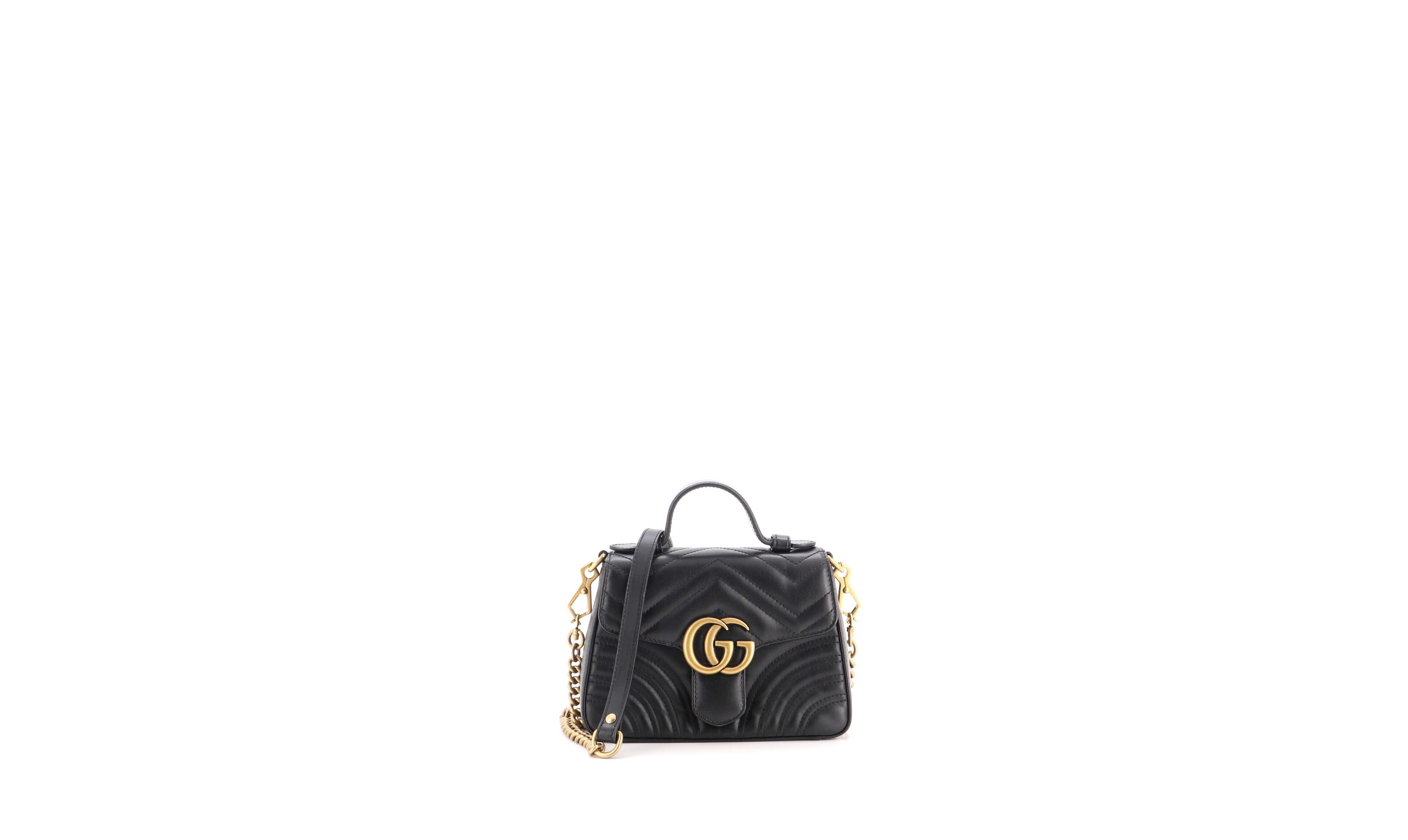 Pre-Owned Gucci Gg Marmont Mini Top Handle Flap Matelasse Leather Bag