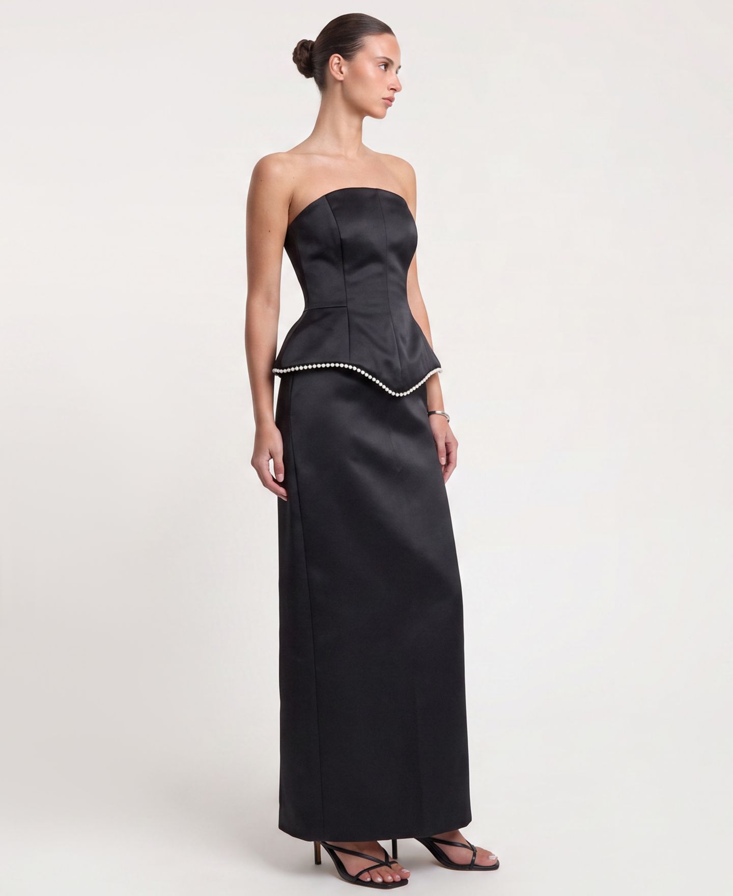 Корсет Peplum, без бретелей, атлас — 4th & Reckless, цвет: Чёрный — фото 2