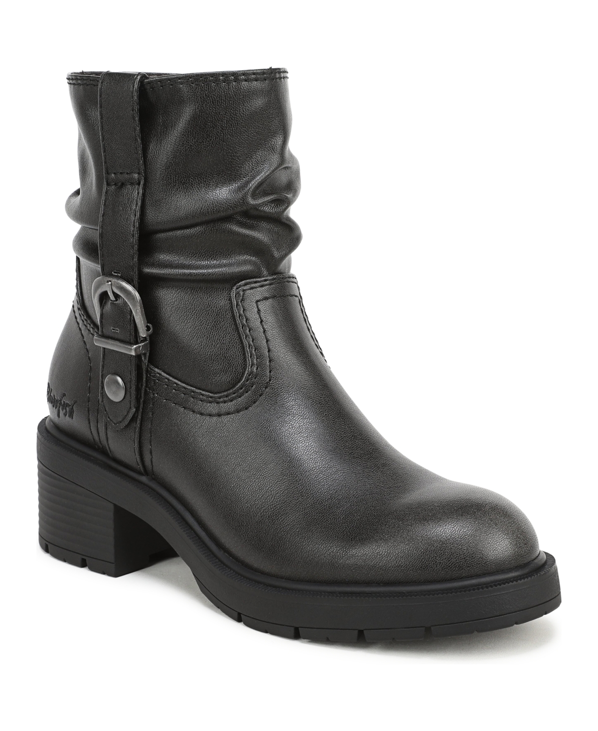 Blowfish Malibu Women's Finley Rugged Block Heel Faux Leather Boots - Charcoal Faux Leather
