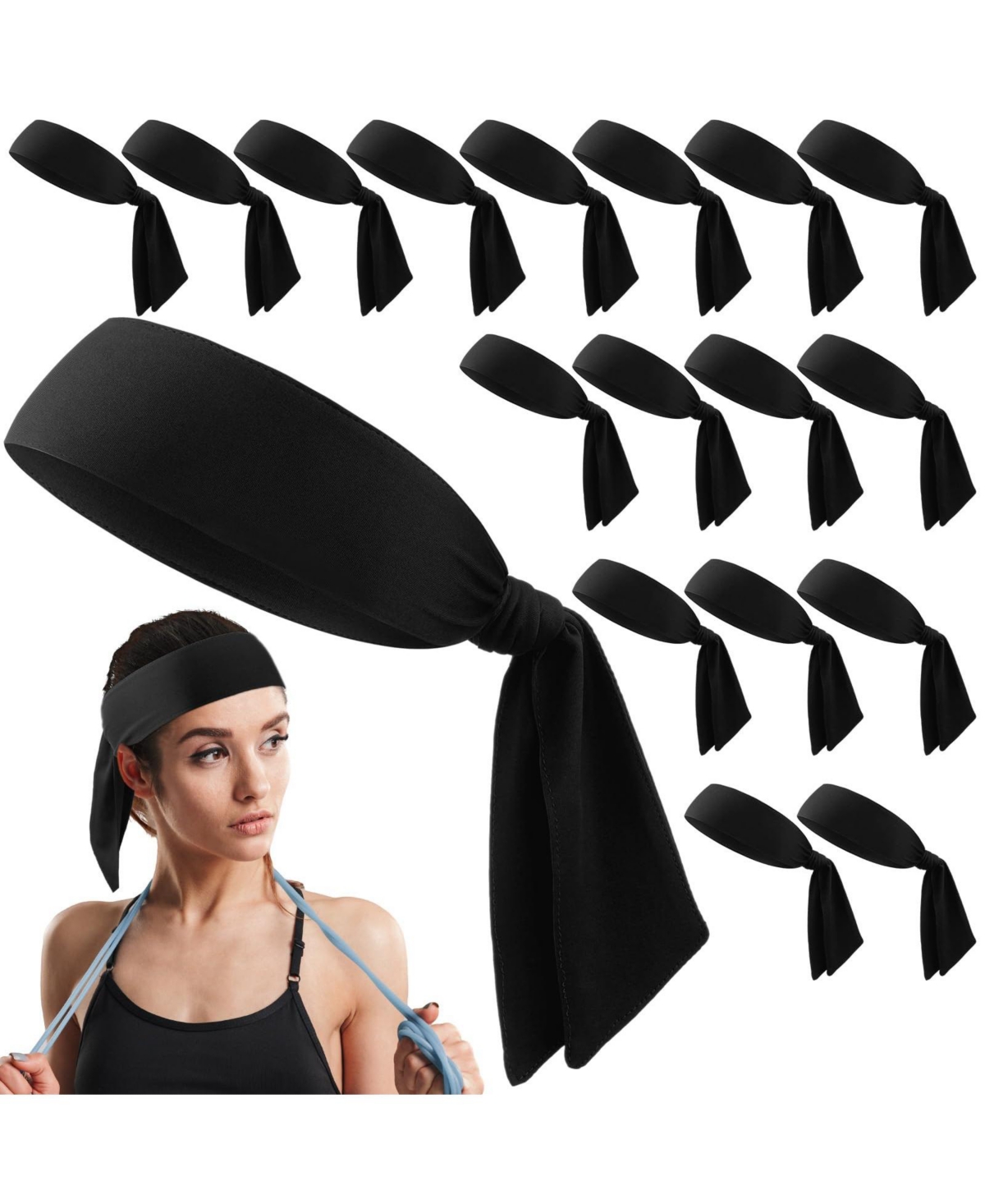 Sportneer 18 Pack Tie Headbands Sports Sweatbands For Men Women