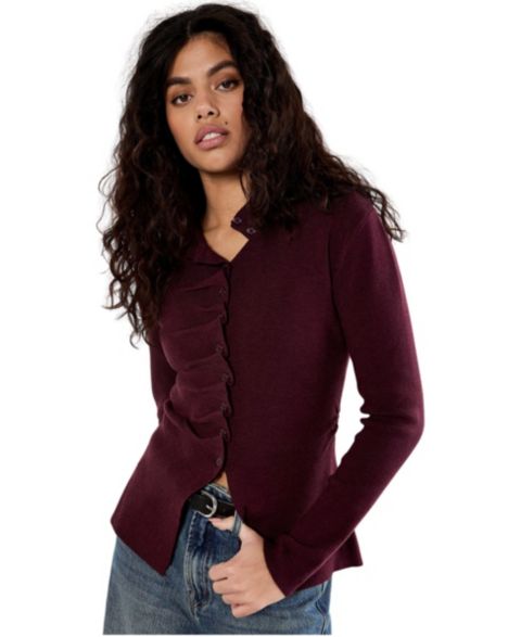Женский топ Apricot Long-Sleeve Fitted Ruched-Pleat Knit, цвет: Бордовый