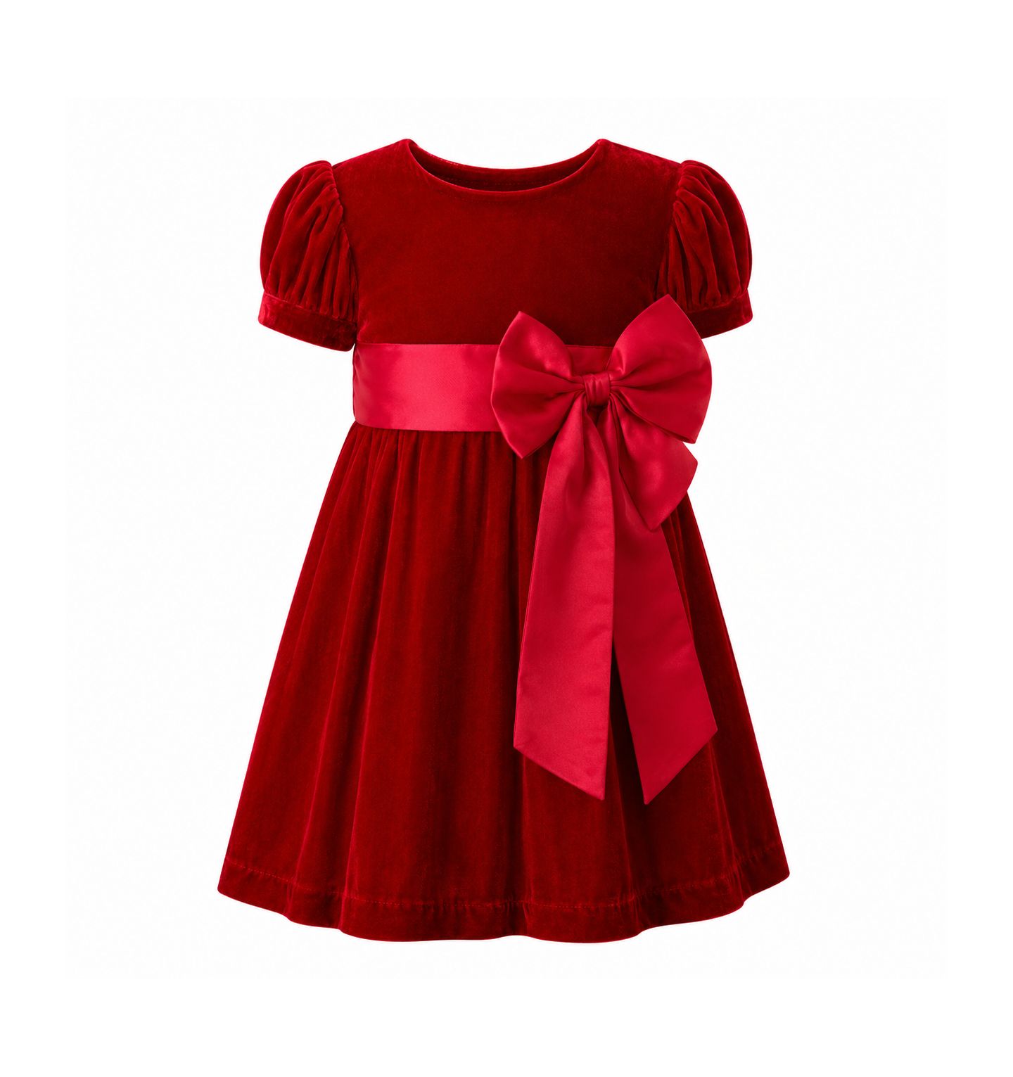Платье Rachel Riley 2T TO 12 Crushed Velvet Bow Dress для девочек, цвет: Красный — фото 1