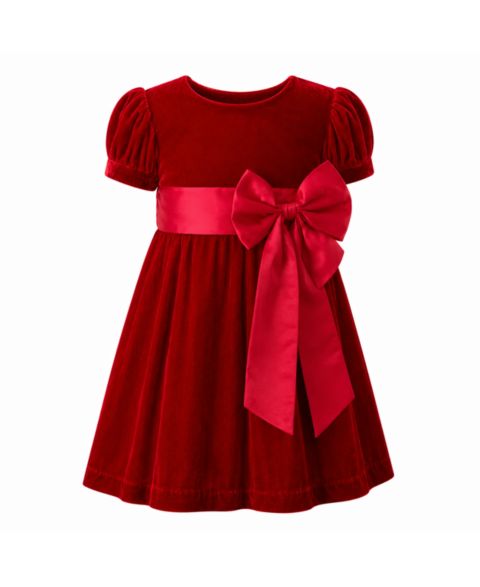 Платье Rachel Riley 2T TO 12 Crushed Velvet Bow Dress для девочек, цвет: Красный