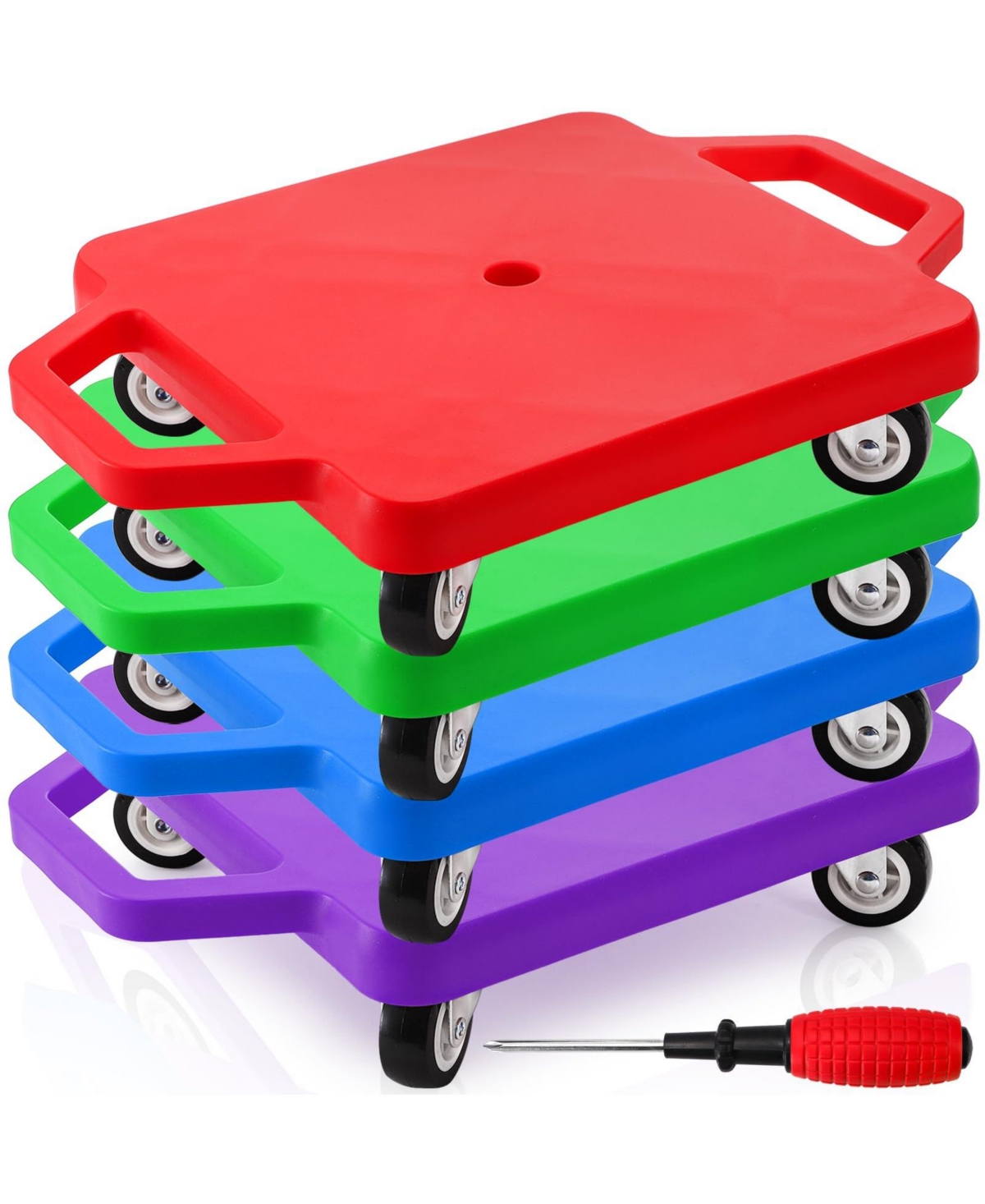 Aofar Sports Floor Scooters With Handles Plastic Casters
