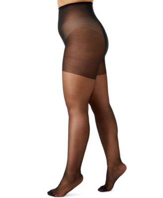 Women's Sheer Queen Plus Size Silky Extra Wear Control Top with Reinforced Toe Pantyhose 4489