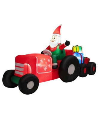 9 FT Long Christmas Inflatable Santa Claus Driving Tractor with Gifts Decoration