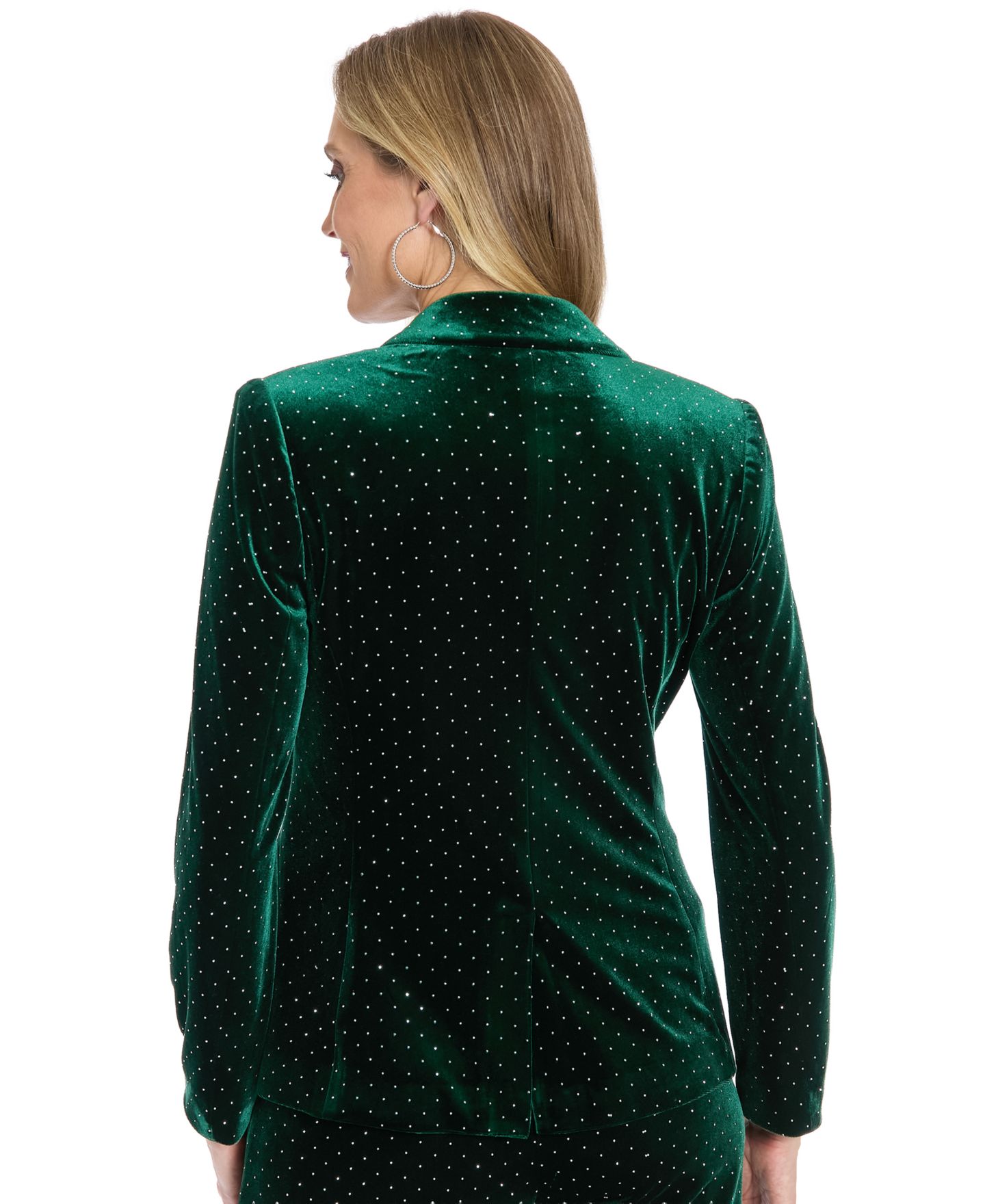 Женский пиджак Muse Velvet Embellished Blazer, цвет: Тёмно-зелёный / Серебряный — фото 4