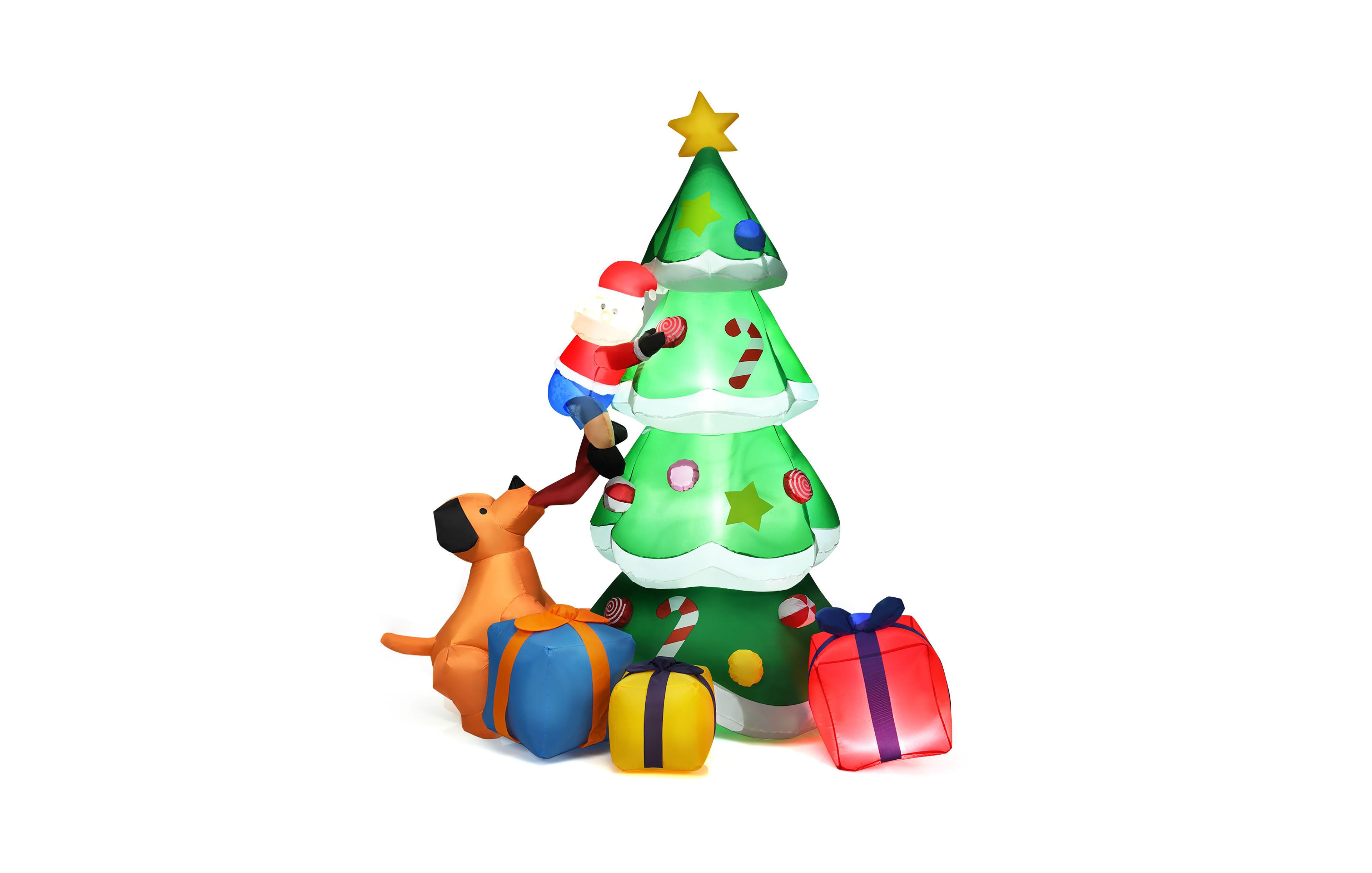 Costway 7 Ft Inflatable Christmas Tree Santa Decor w/Led Lights Outdoor Yard Decoration