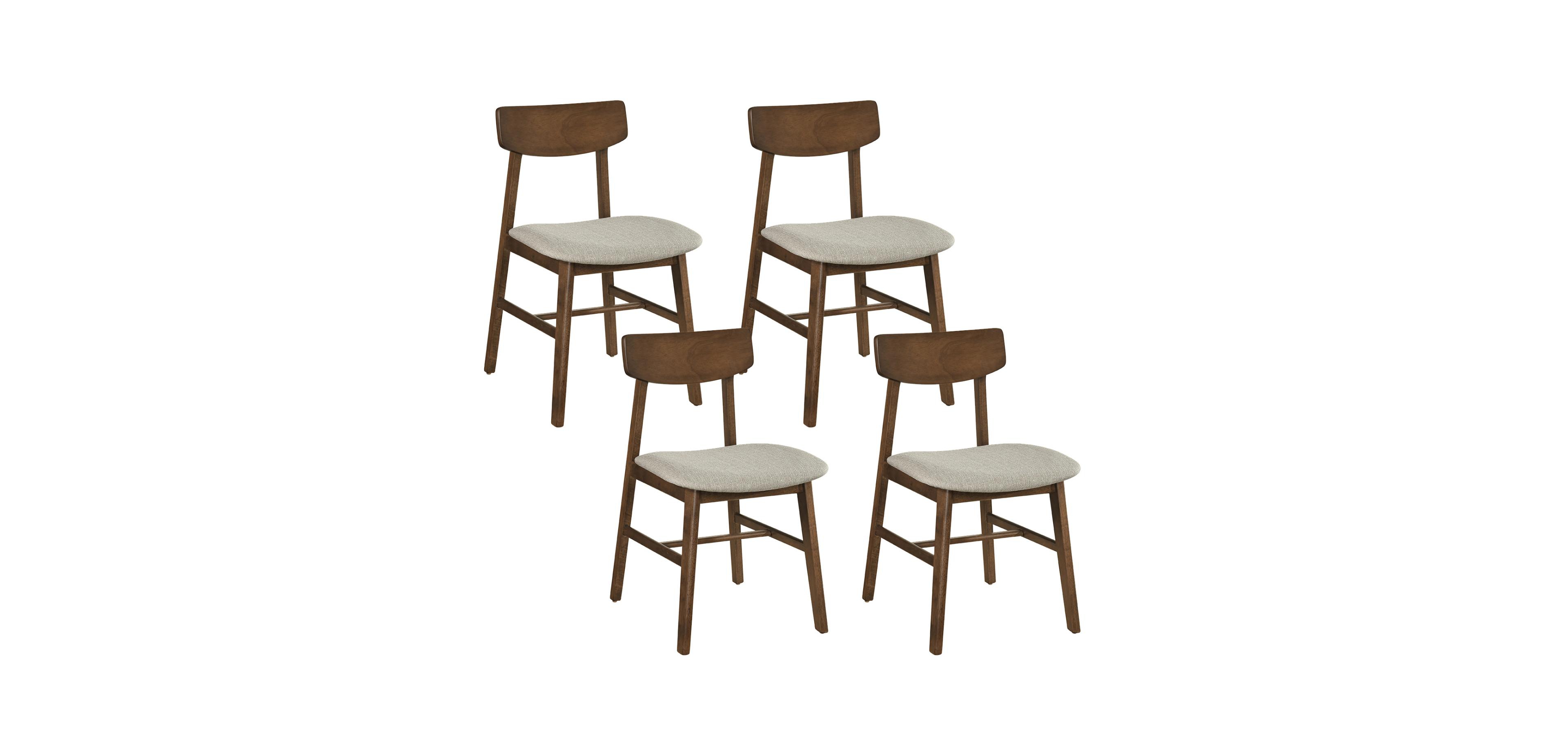 Mecale Solid Rubber Wood Dining Chairs Set of 4 with Curved Backrest