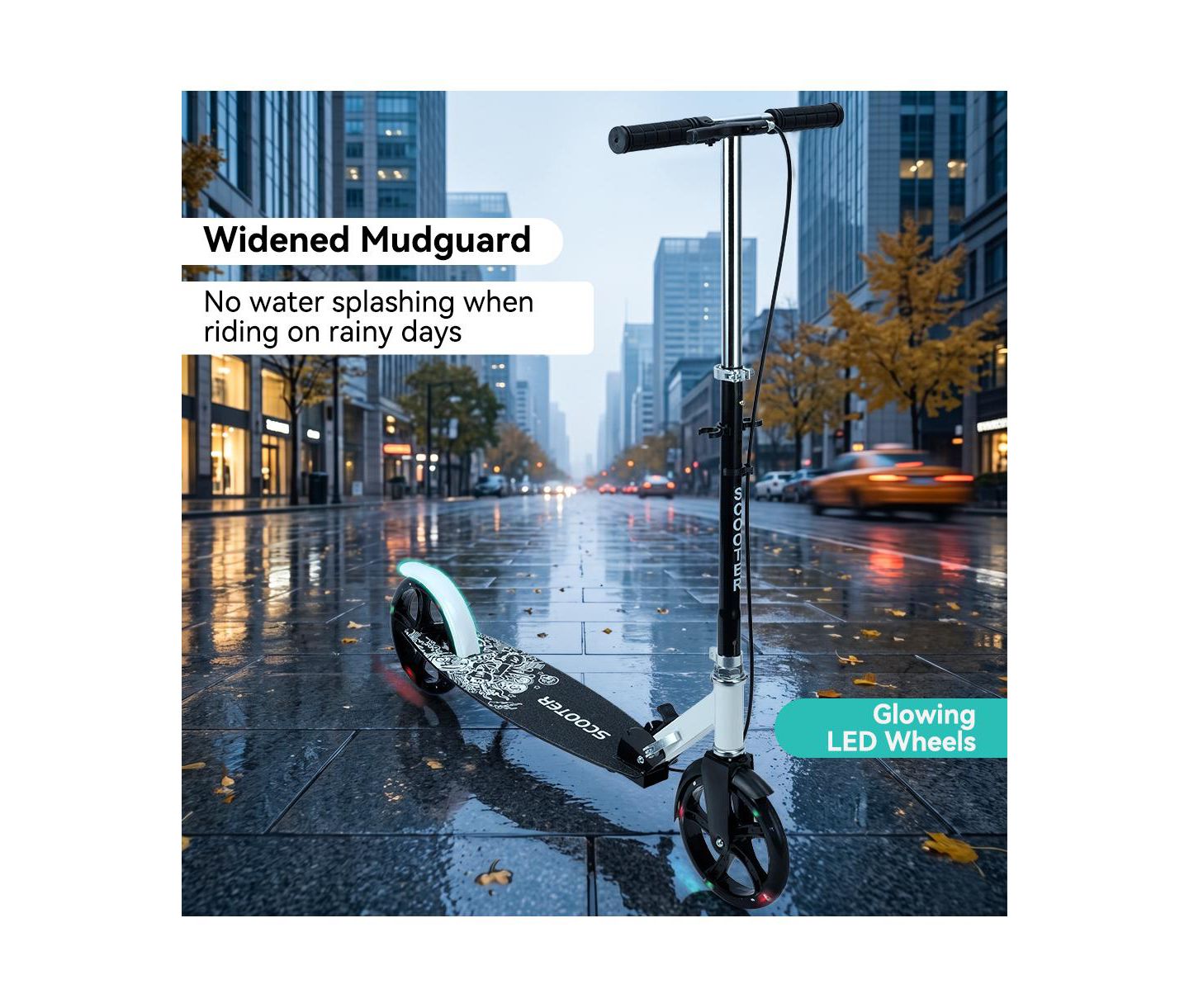 Детская игрушка Bruce & Shark Foldable Kick Scooter with 8" Light-Up Wheels and Dual Brakes, 330 lb Capacity, Ages 3+, цвет: Чёрный — фото 4