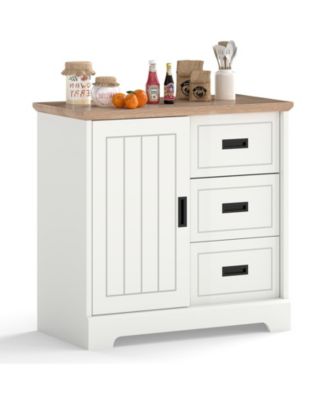 Farmhouse Sideboard Buffet Cabinet Kitchen Pantry with Sliding Doors