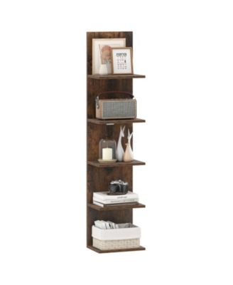 5-Tier Wall Mounted Shelf Unit with Wood Grain