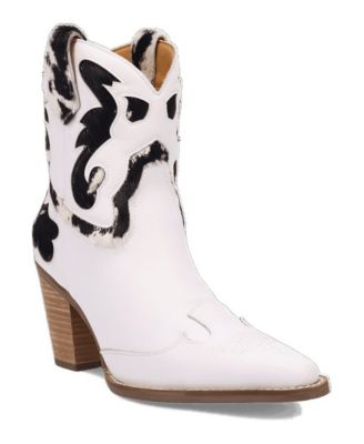Women's Run Wild Pointed-Toe Block-Heel Animal-Print Leather Bootie