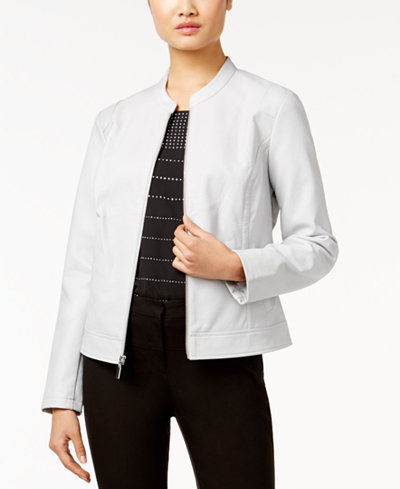 Alfani Perforated Faux-Leather Jacket, Only at Macy's