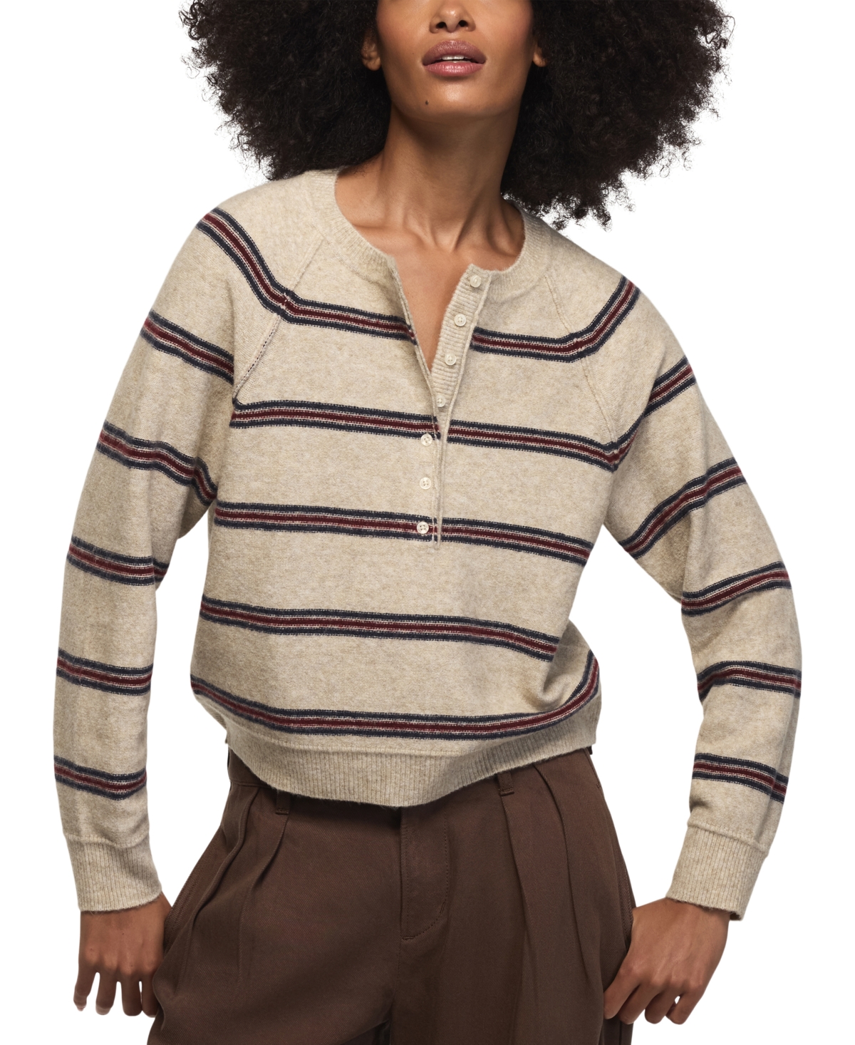 Lucky Brand Women's Cloud Soft Striped Crewneck Sweater