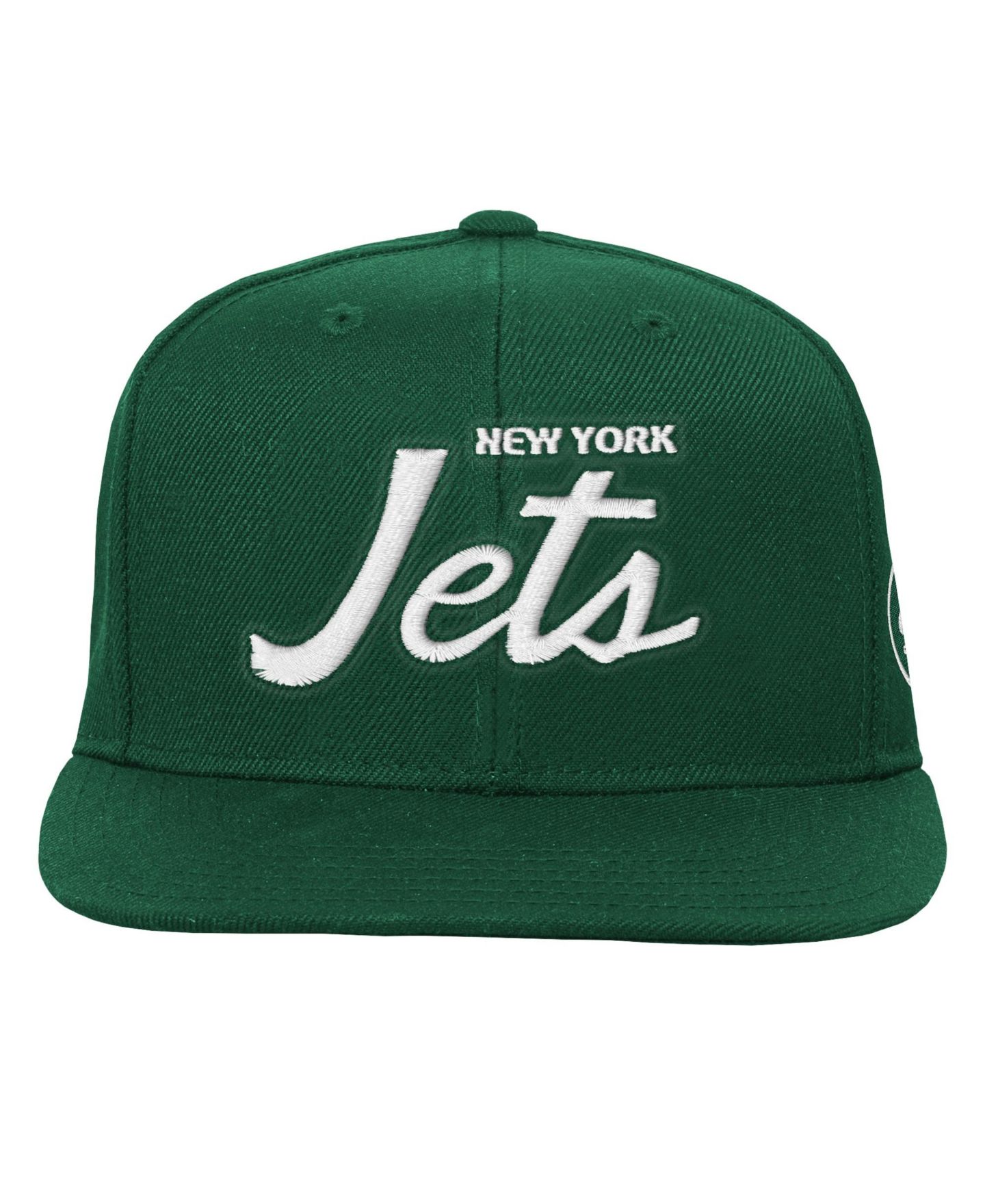 Детская кепка Mitchell & Ness Green New York Jets Head Coach Flat Brim Snapback Hat — фото 3