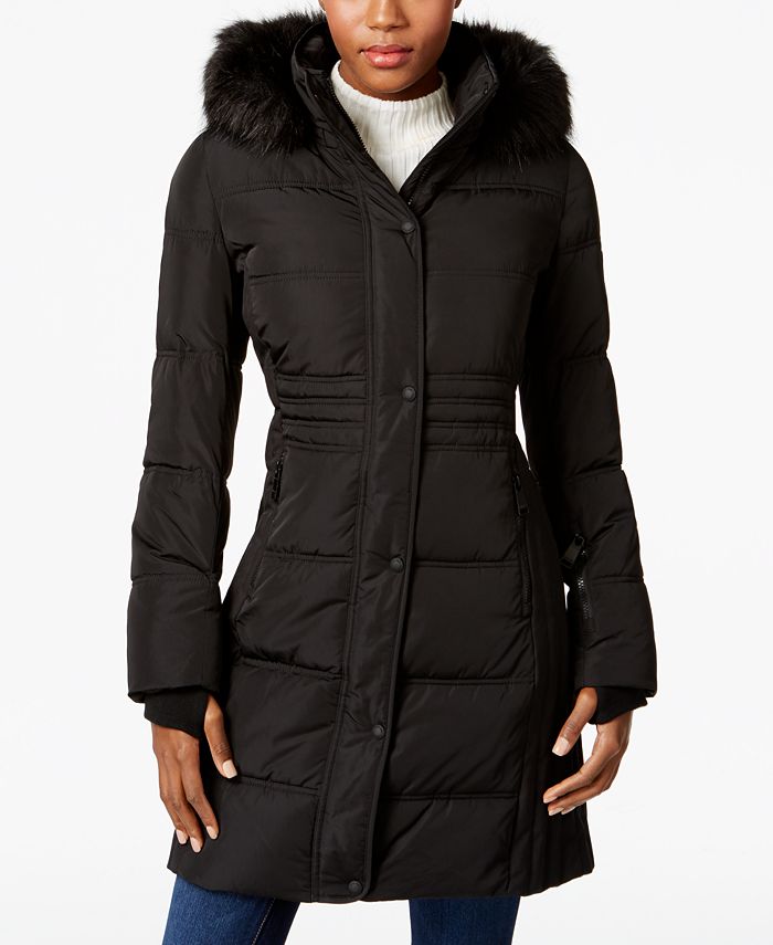 Calvin Klein Water-Resistant Faux-Fur-Trim Puffer Coat & Reviews - Coats &  Jackets - Women - Macy's