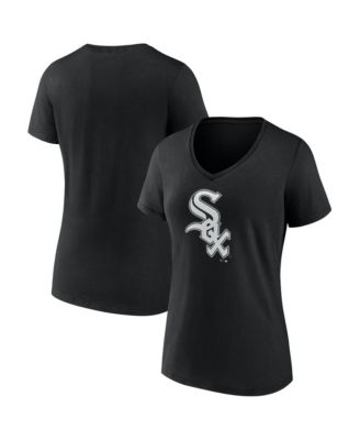 Women's Black Chicago White Sox Official Logo Athletic V-Neck T-Shirt