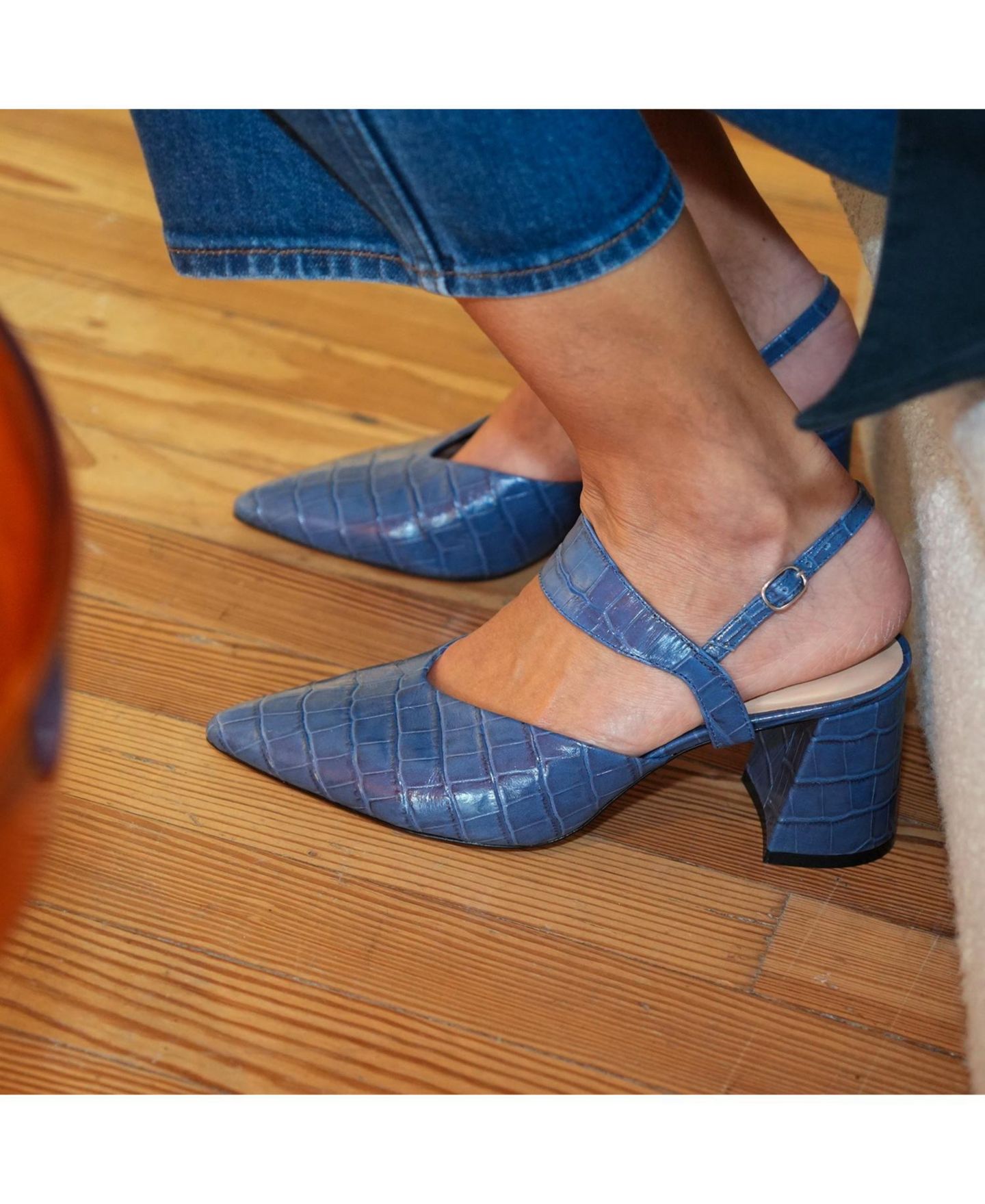 Женские сабо Alterre Indigo Croc Elsie Customizable V, цвет: Индиго синий — фото 7