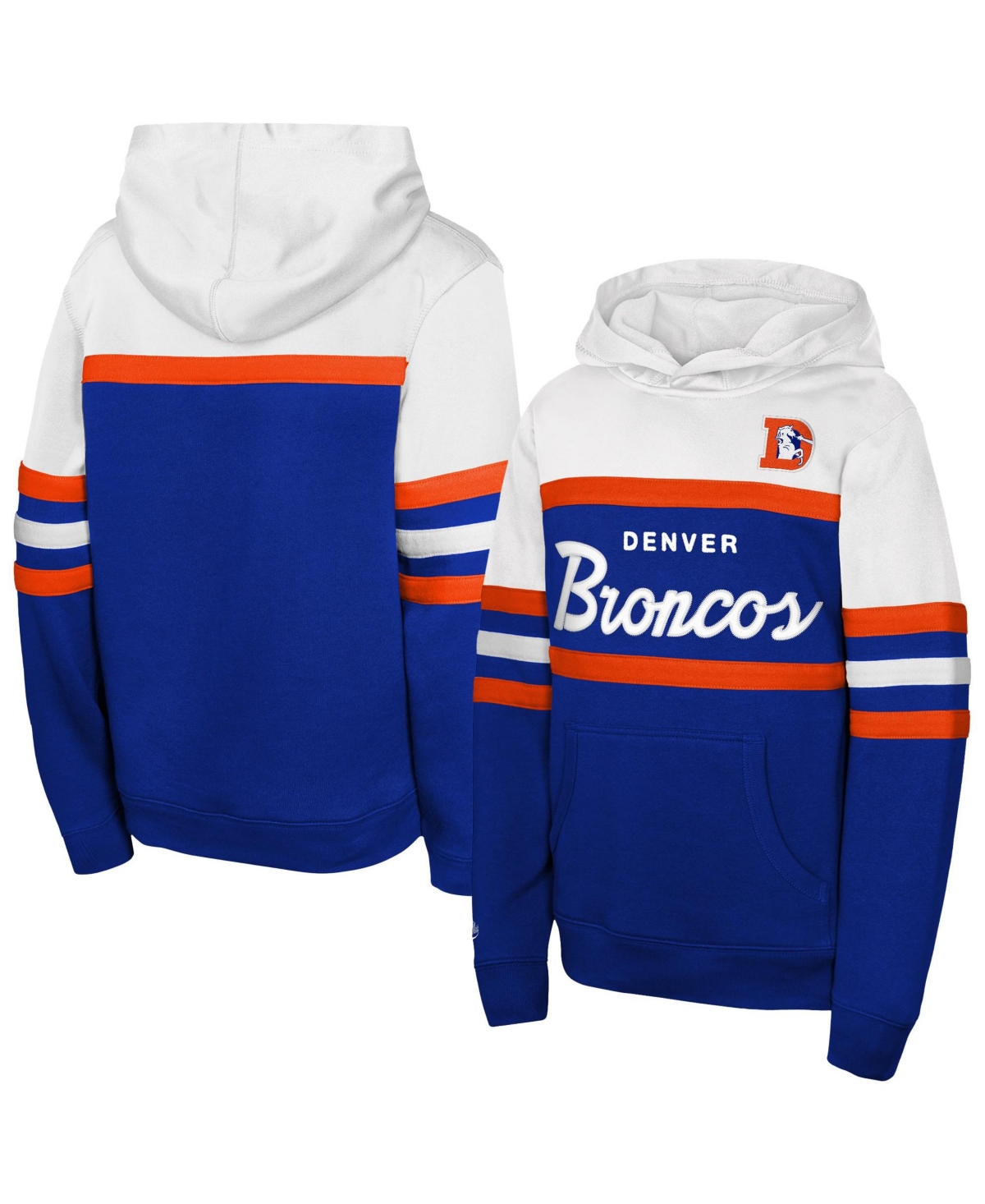 Mitchell & Ness Big Boys' and Girls' Royal Denver Broncos Throwback Head Coach Hoodie - Royal