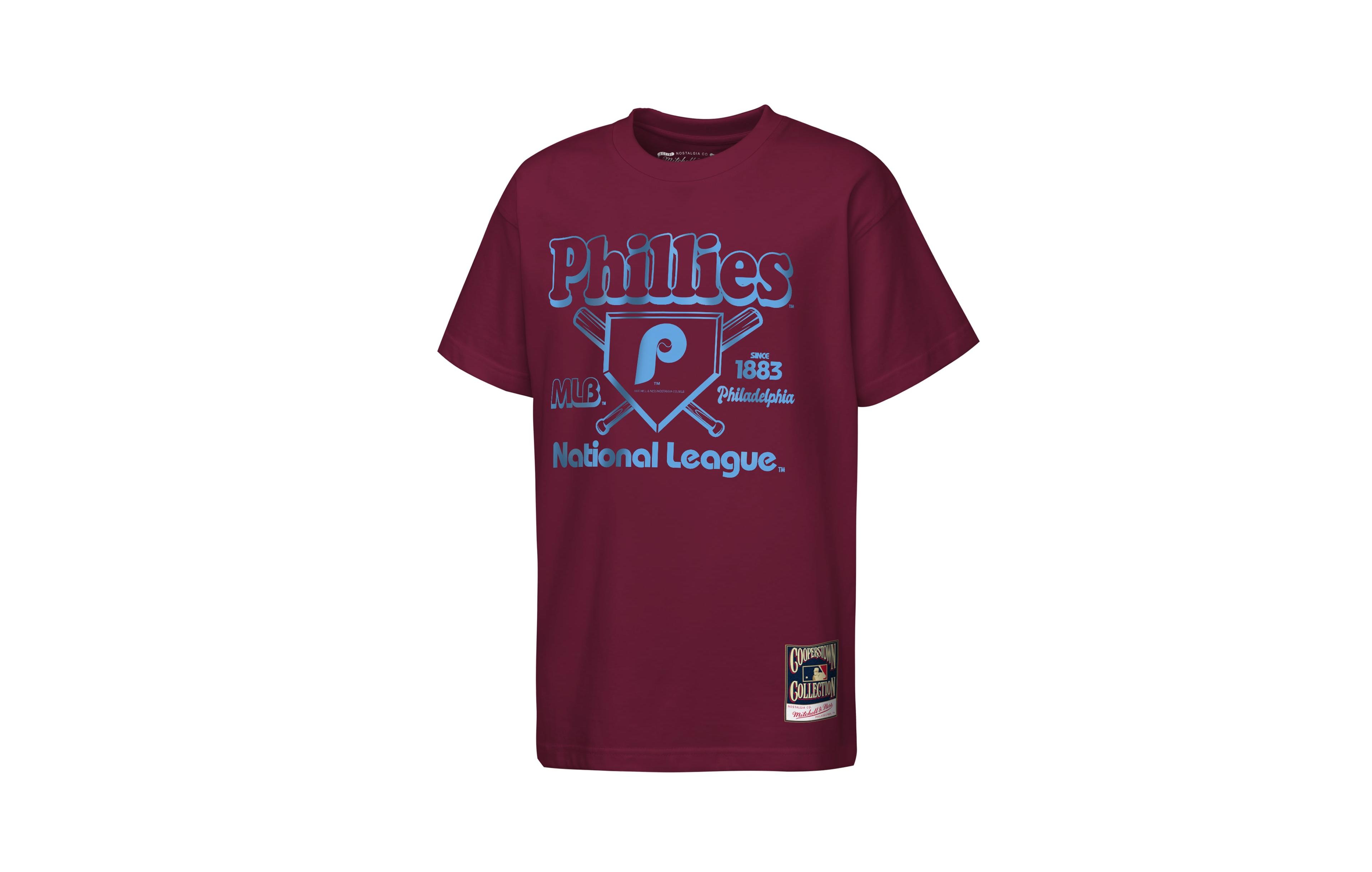 Men's and Women's Mitchell & Ness Burgundy Philadelphia Phillies The Ava T-Shirt