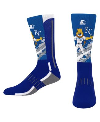 Big Boys and Girls Royal Kansas City Royals Phenom Mascot Color Splash Crew Socks