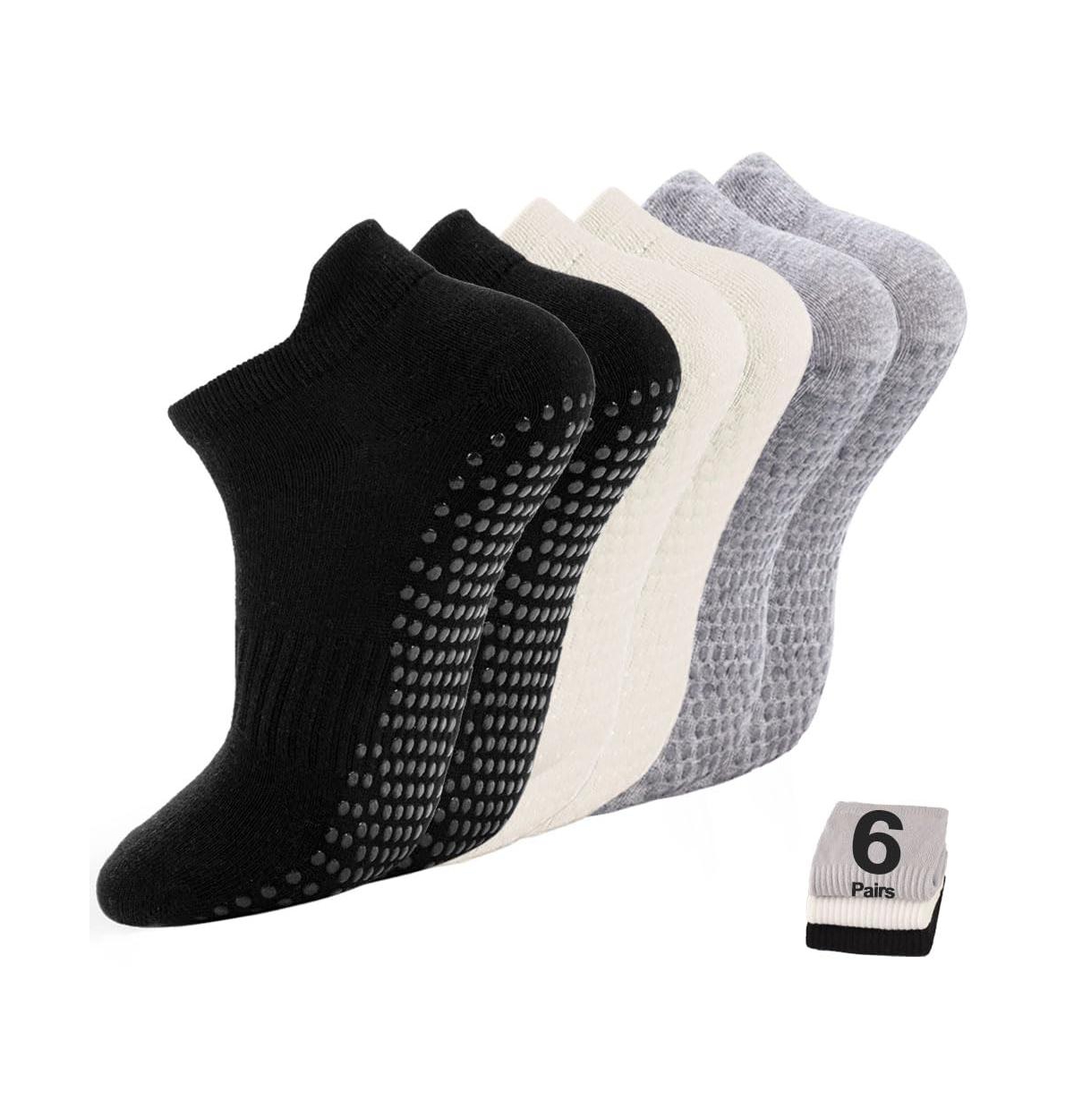 Sportneer 5 Pairs Non Slip Grip Pilates Yoga Barre Socks For Women