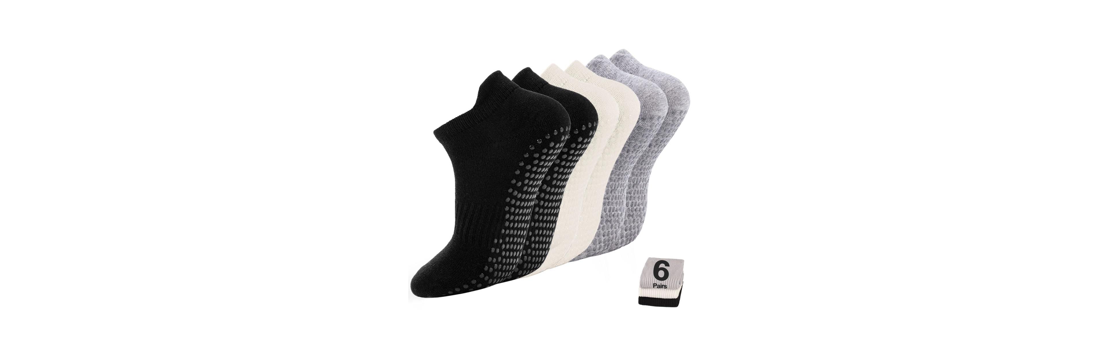 Sportneer 5 Pairs Non Slip Grip Pilates Yoga Barre Socks For Women