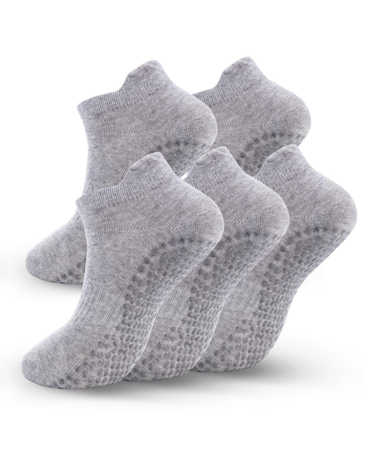 Sportneer 5 Pairs Non Slip Grip Pilates Yoga Barre Socks For Women - A - 5 pairs gray