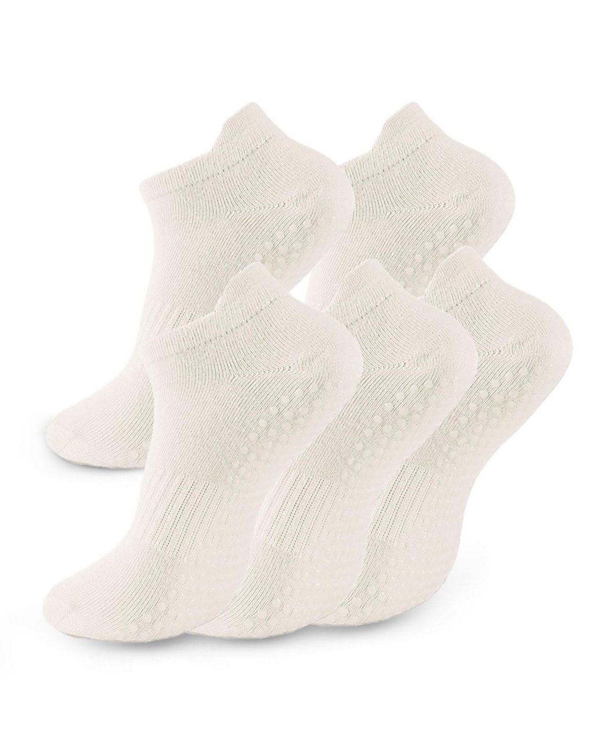 Sportneer 5 Pairs Non Slip Grip Pilates Yoga Barre Socks For Women - A - 5 pairs white
