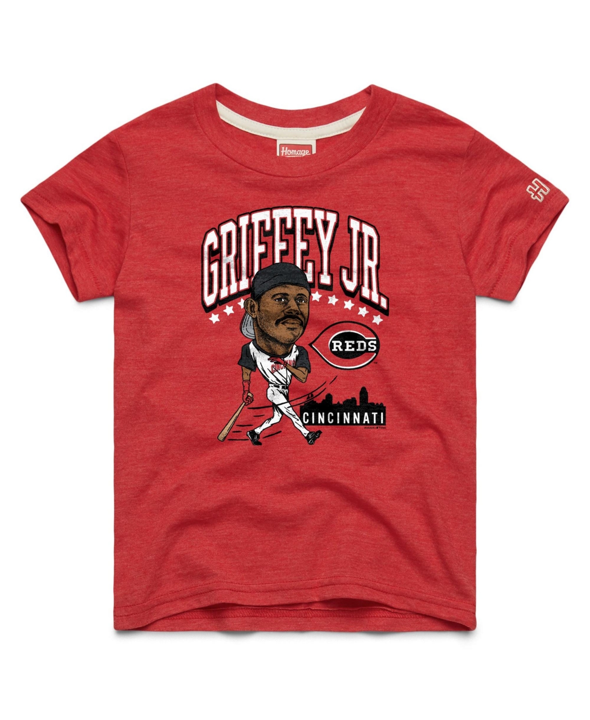 Big Boys and Girls Homage Ken Griffey Jr. Red Cincinnati Reds Cooperstown Collection Player Graphic Tri-Blend T-Shirt