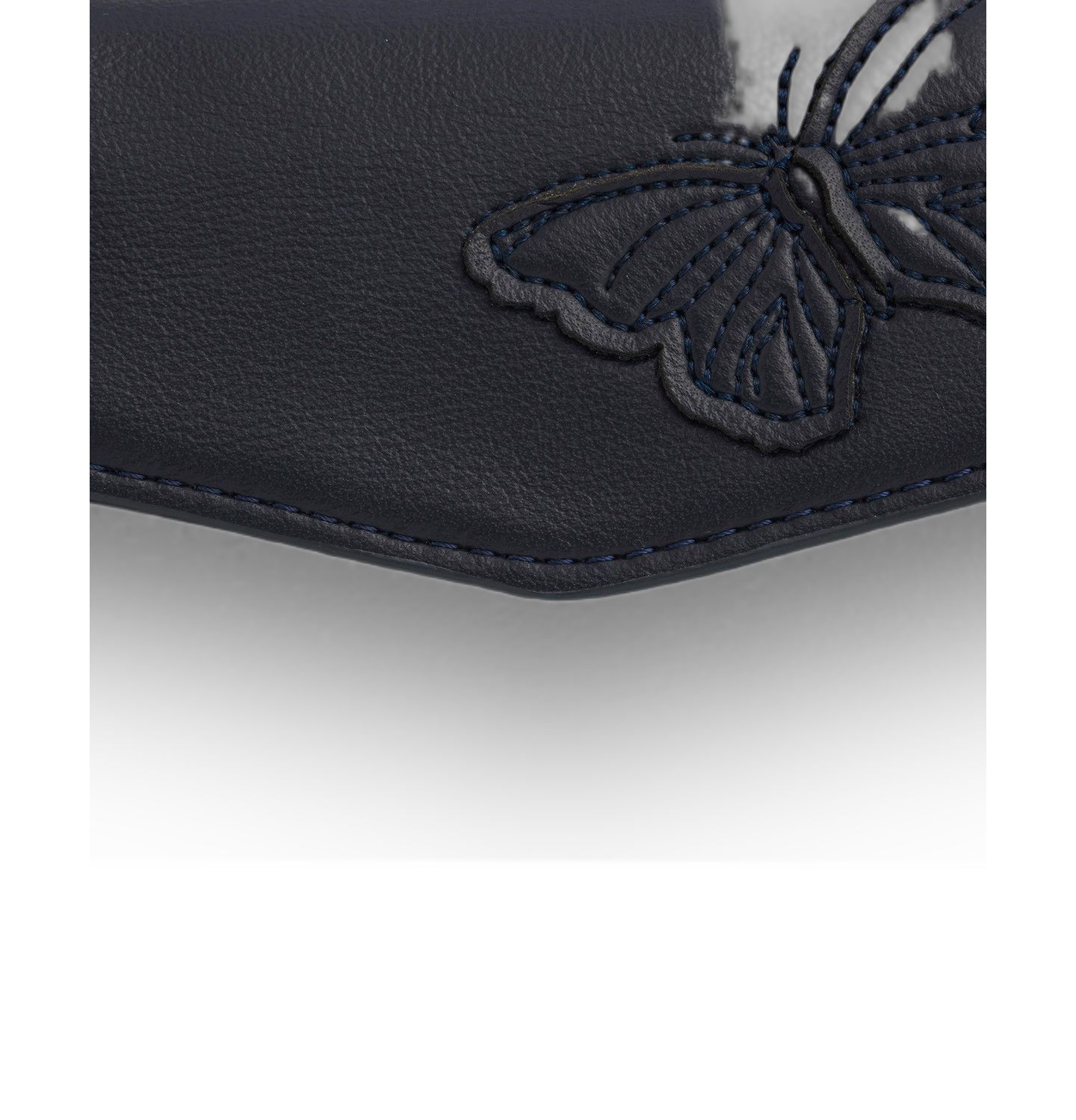 Женский кошелёк Fable England Floral-Applique Faux-Leather Card Holder Wallet, цвет: Тёмно-синий — фото 3