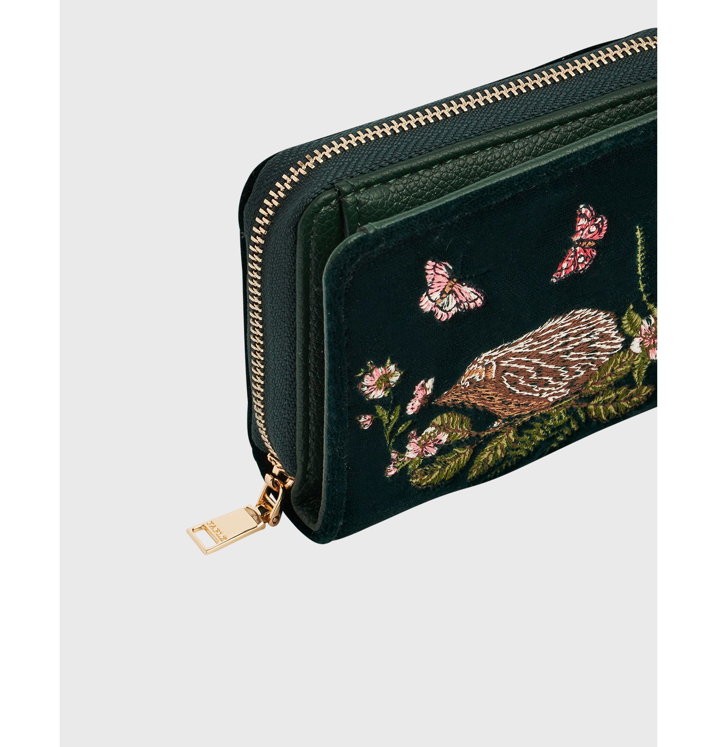 Женский кошелёк Fable England Hedgehog Embroidered Small Wallet, цвет: Тёмно-зелёный — фото 6