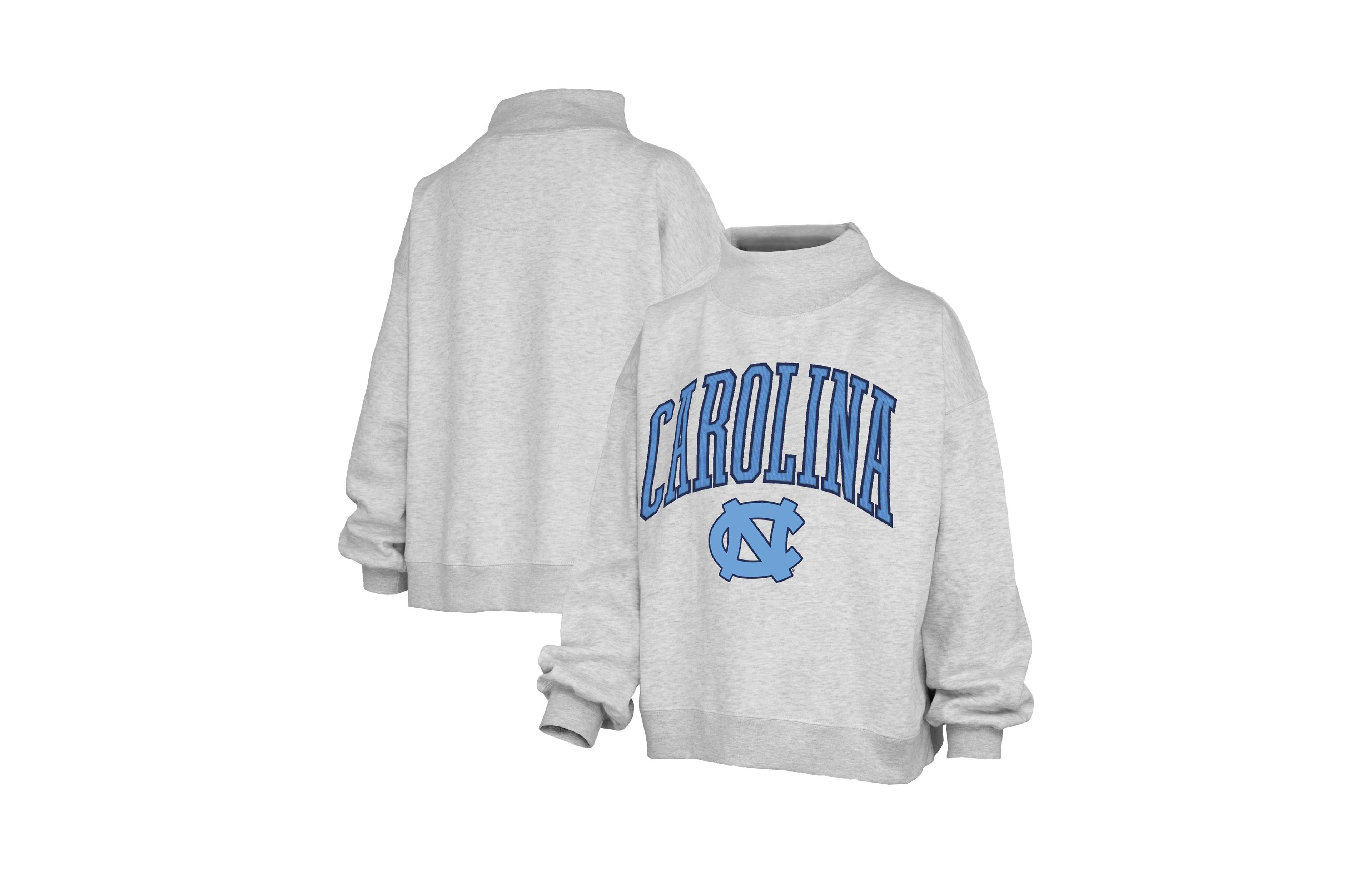 Pressbox Women's Gray North Carolina Tar Heels Nelson Texture Lingo Mock Neck Fleece Sweatshirt