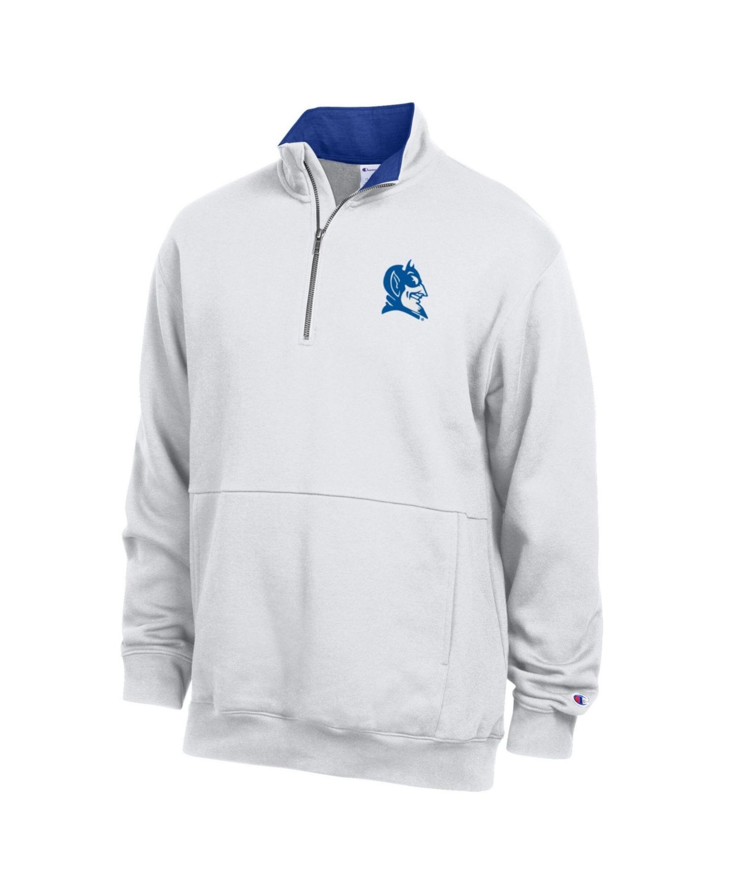Мужской свитер Champion White Duke Blue Devils Fleece Quarter-Zip Pullover — фото 1