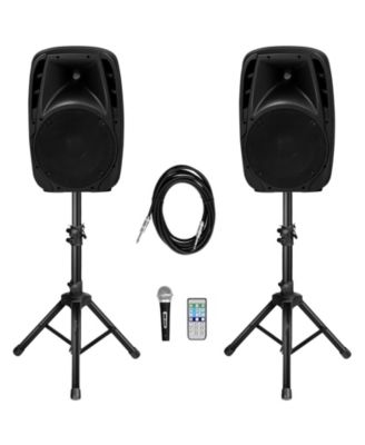 Dual 10 in 1600W Powered Mic Speaker Speakers with Bluetooth