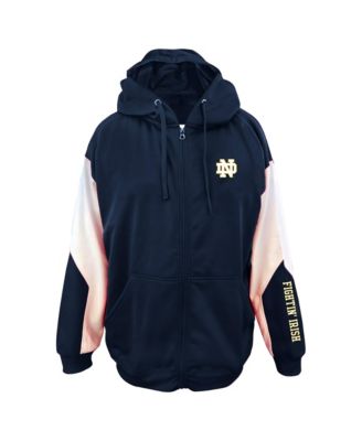 Men's Big & Tall Navy Notre Dame Fighting Irish Sleeve Block Full-Zip Hoodie