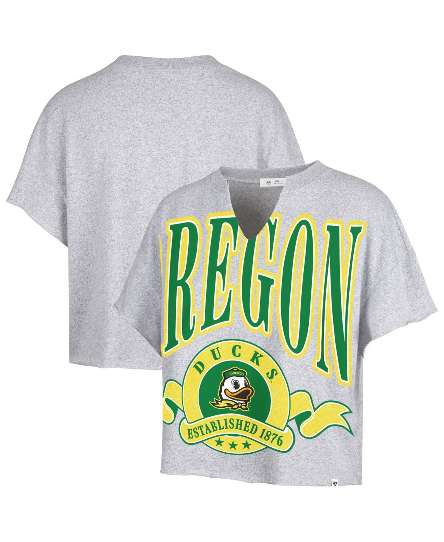 Женская футболка '47 Brand Gray Oregon Ducks Banners Out Oversized Notch-Neck — фото 1