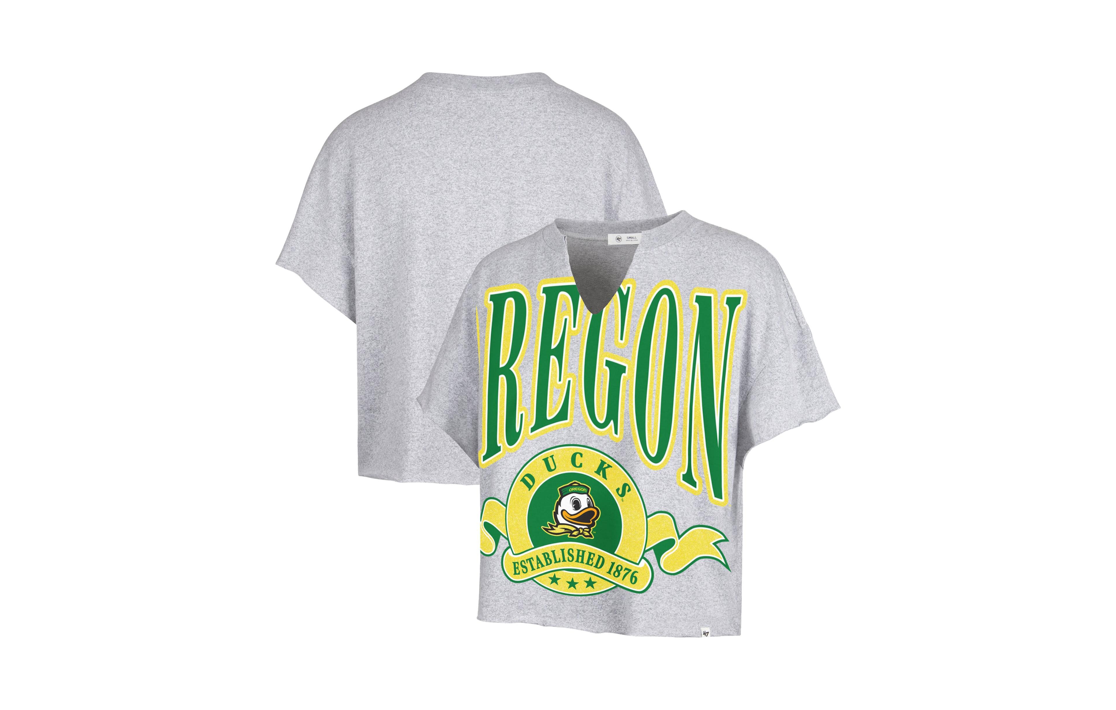 '47 Brand Women's Gray Oregon Ducks Banners Out Oversized Notch-Neck T-Shirt