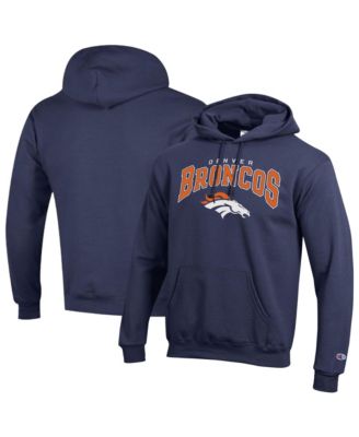 Men's Navy Denver Broncos Powerblend Arch over Logo Hoodie
