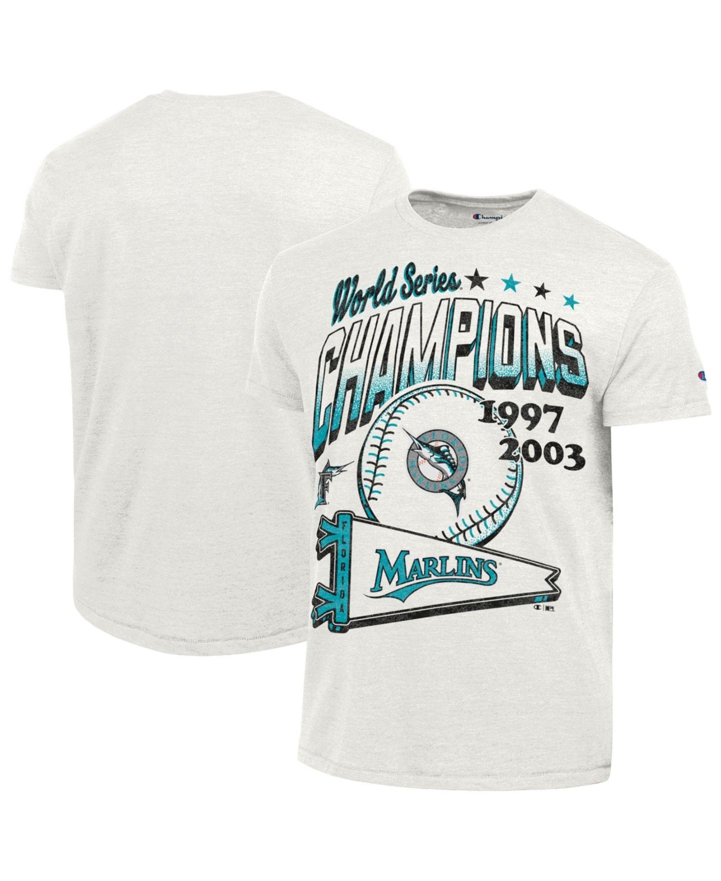 Мужская футболка Champion Cream Miami Marlins Winning Tradition Cooperstown Collection Tri-Blend — фото 1