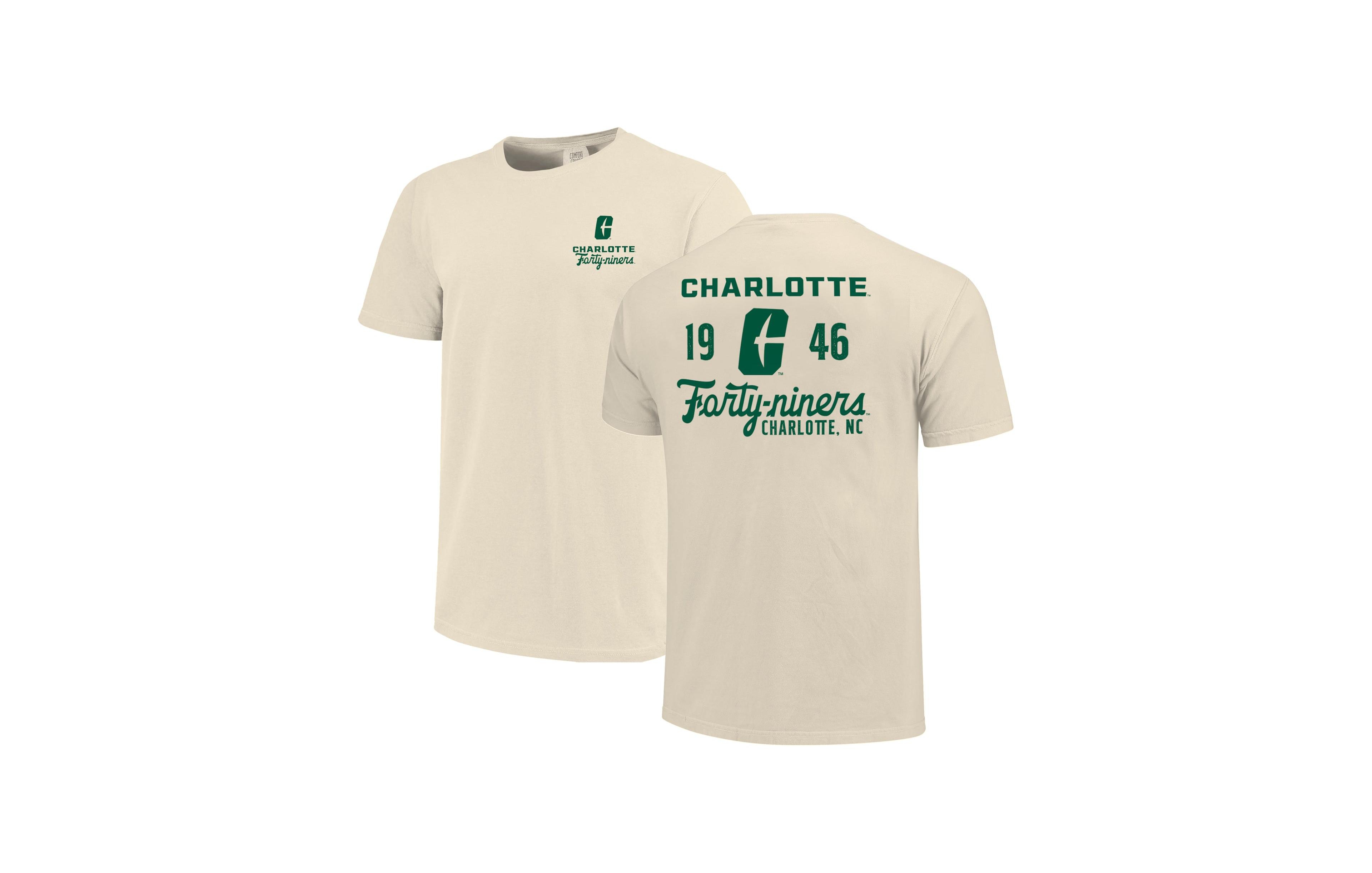 Image One Men's Cream Charlotte 49ers Comfort Colors Mascot Overlay T-Shirt
