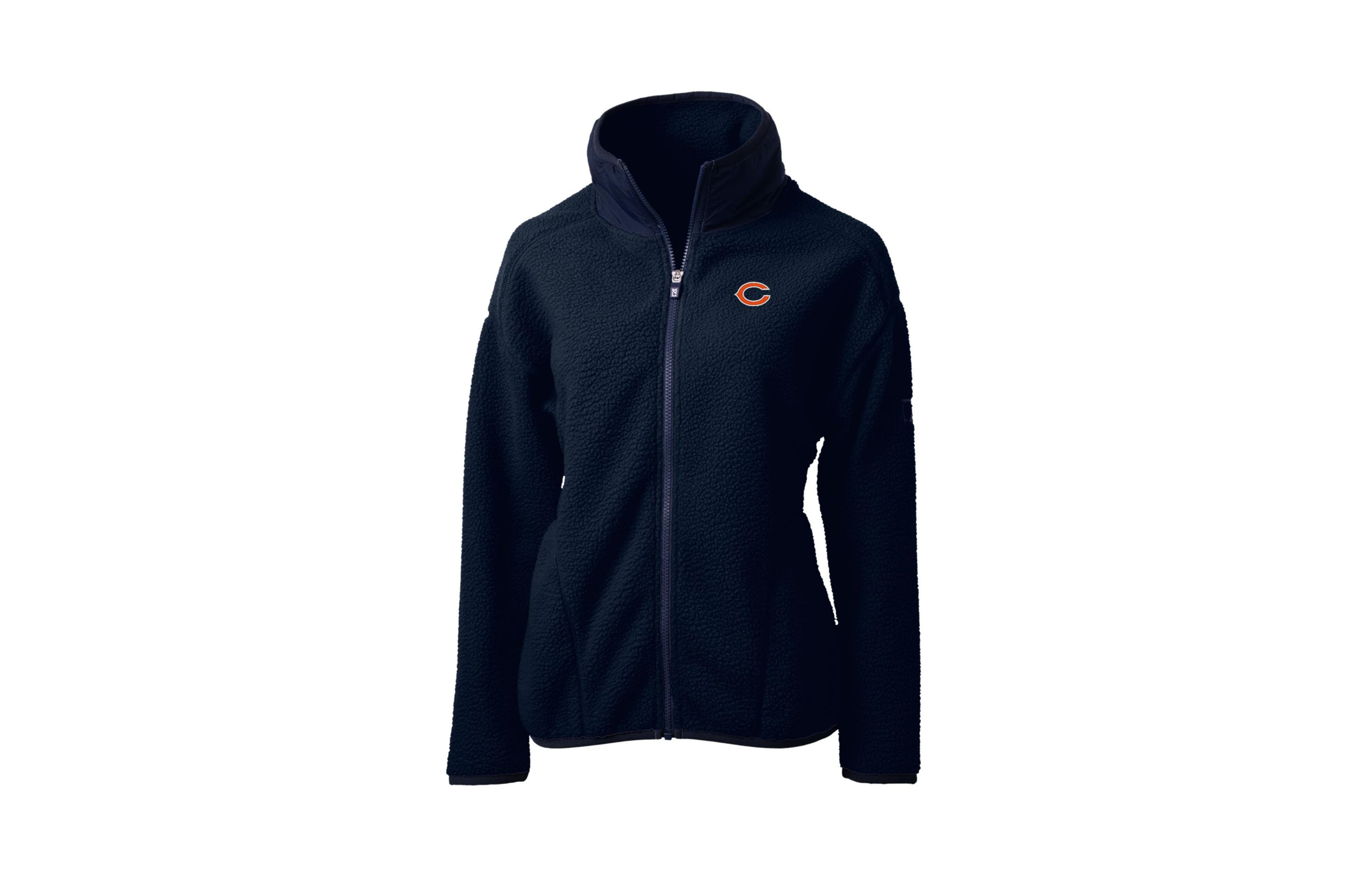 Women's Cutter & Buck Navy Chicago Bears Cascade Eco Sherpa Fleece Full-Zip Jacket